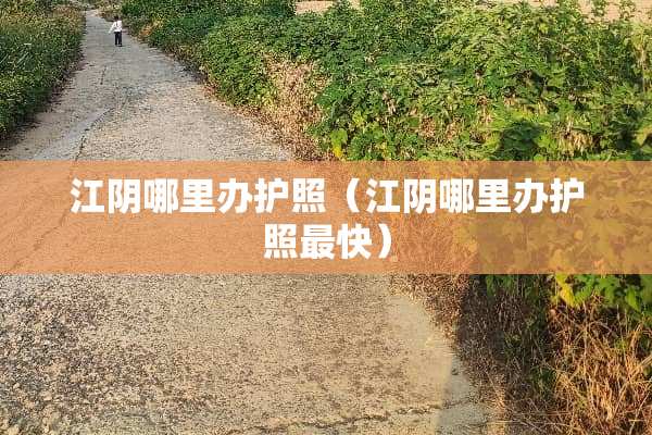 江*哪里办护照（江*哪里办护照最快）