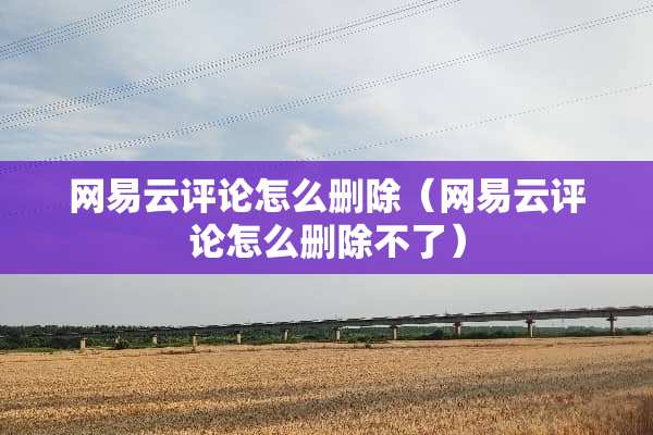 网易云评论怎么删除（网易云评论怎么删除不了）