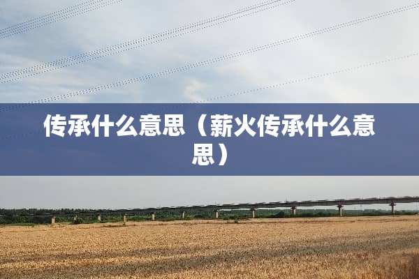 传承什么意思（薪火传承什么意思）