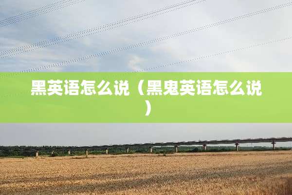 黑英语怎么说（黑鬼英语怎么说）
