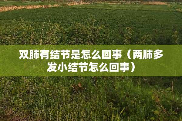 双肺有结节是怎么回事（两肺多发小结节怎么回事）