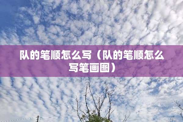 队的笔顺怎么写（队的笔顺怎么写笔画图）