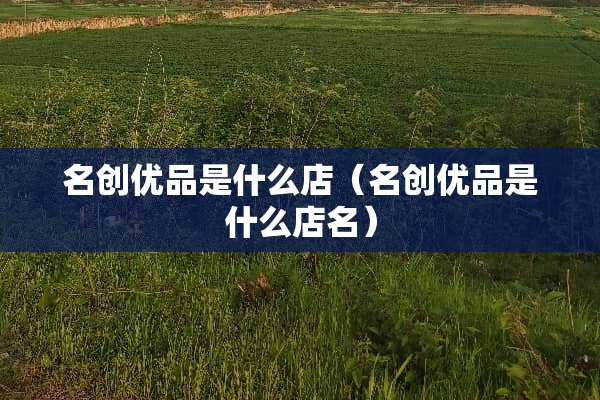 名创优品是什么店（名创优品是什么店名）