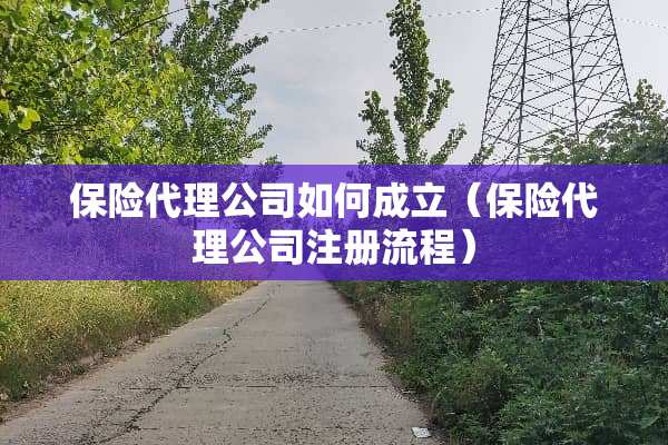 保险代理公司如何成立（保险代理公司注册流程）