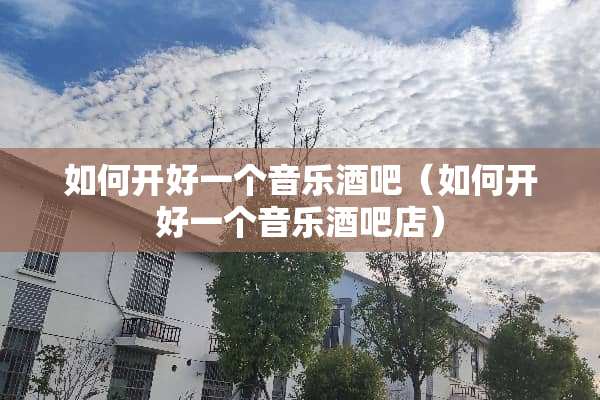 如何开好一个音乐酒吧（如何开好一个音乐酒吧店）