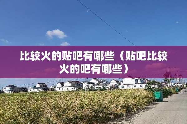 比较火的贴吧有哪些（贴吧比较火的吧有哪些）