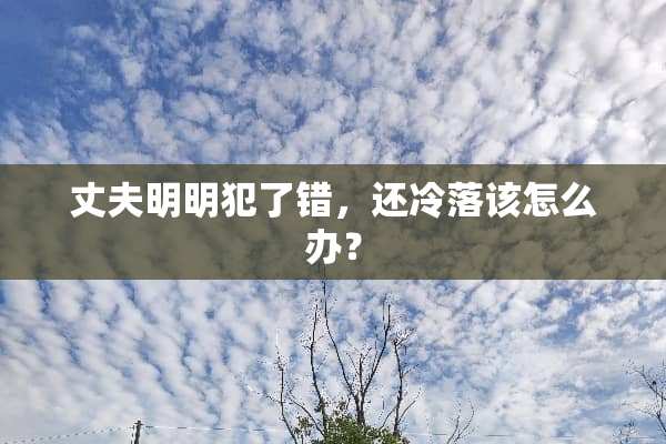 丈夫明明犯了错，还冷落该怎么办？