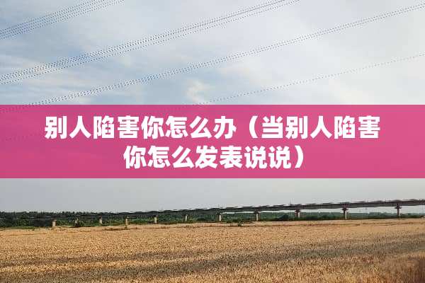 别人陷害你怎么办（当别人陷害你怎么发表说说）