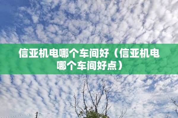 信亚机电哪个车间好（信亚机电哪个车间好点）