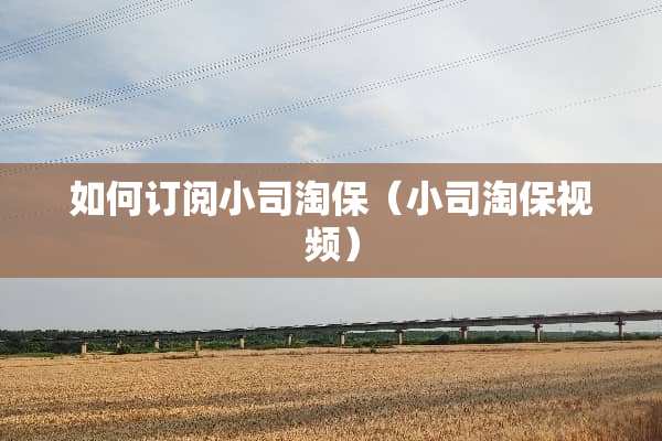 如何订阅小司淘保（小司淘保视频）