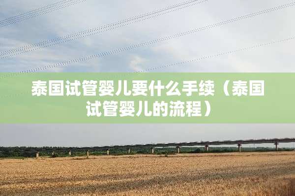 泰国试管婴儿要什么手续（泰国试管婴儿的流程）