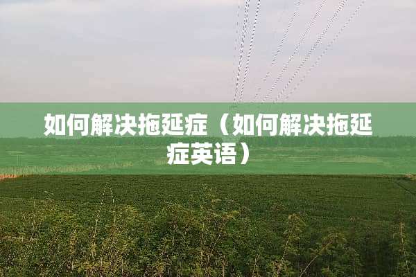 如何解决拖延症（如何解决拖延症英语）