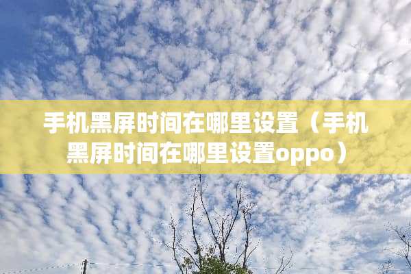 手机黑屏时间在哪里设置（手机黑屏时间在哪里设置oppo）