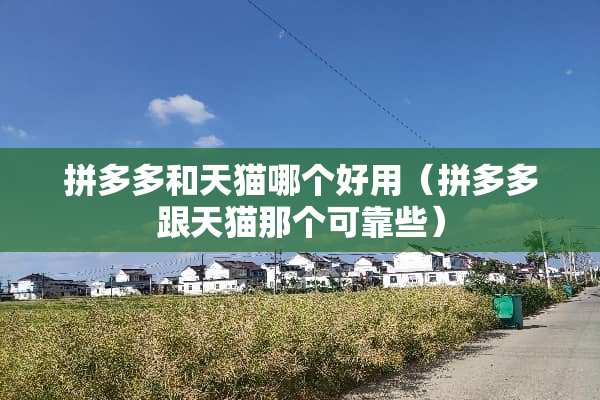 拼多多和天猫哪个好用（拼多多跟天猫那个可靠些）