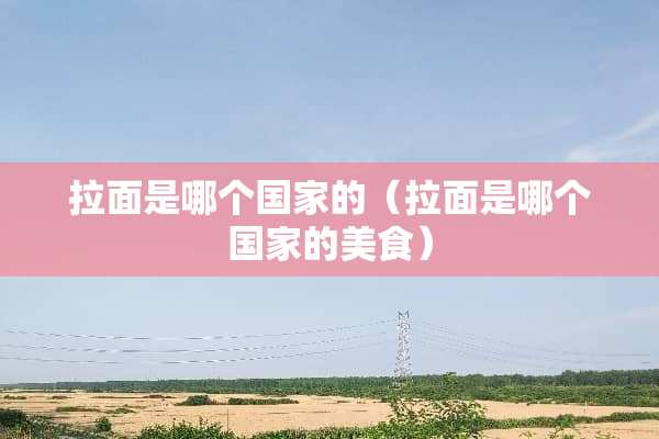拉面是哪个国家的（拉面是哪个国家的美食）