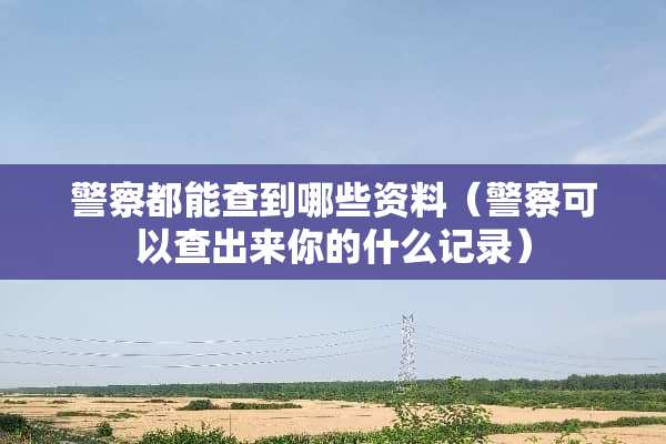 **都能查到哪些资料（**可以查出来你的什么记录）
