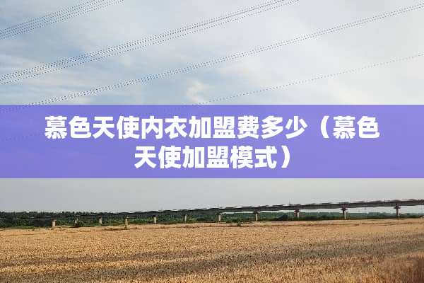 慕色天使**加盟费多少（慕色天使加盟模式）