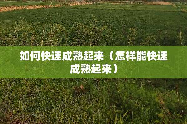 如何快速成熟起来（怎样能快速成熟起来）