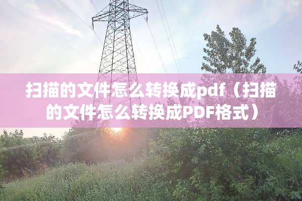 扫描的文件怎么转换成pdf（扫描的文件怎么转换成PDF格式）