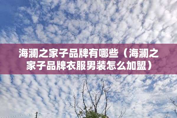 海澜之家子品牌有哪些（海澜之家子品牌衣服男装怎么加盟）