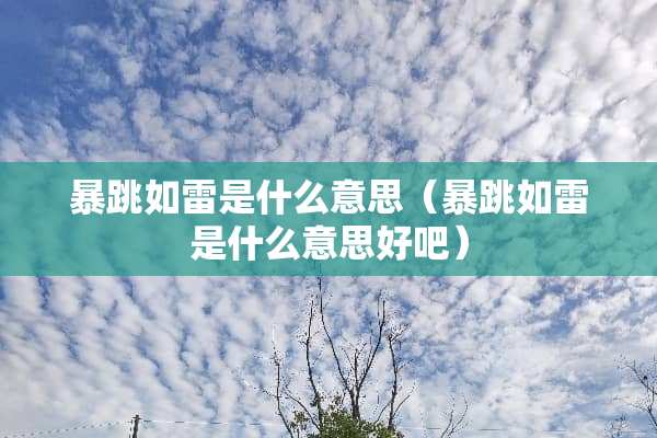 暴跳如雷是什么意思（暴跳如雷是什么意思好吧）