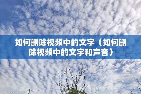 如何删除视频中的文字（如何删除视频中的文字和声音）