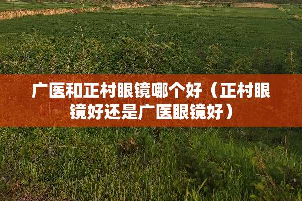 广医和正村眼镜哪个好（正村眼镜好还是广医眼镜好）