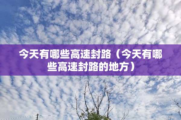 今天有哪些高速封路（今天有哪些高速封路的地方）