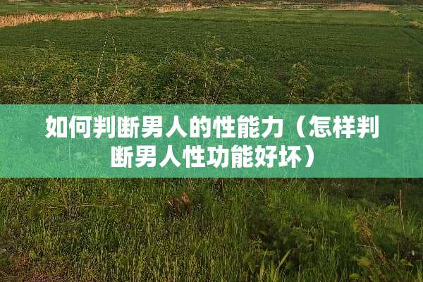 如何判断男人的性能力（怎样判断男人性功能好坏）