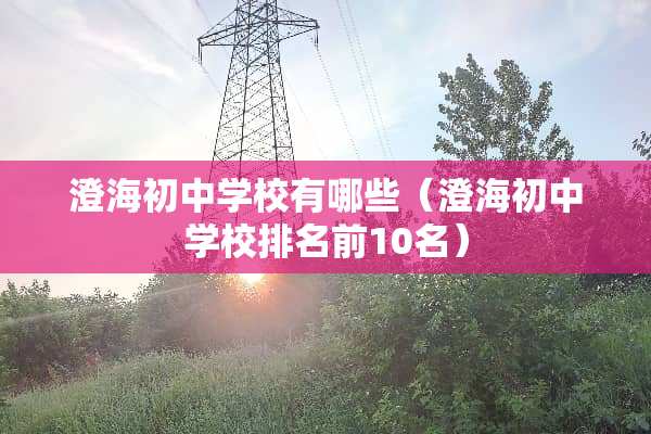 澄海初中学校有哪些（澄海初中学校排名前10名）