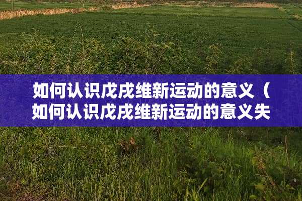 如何认识戊戌维新运动的意义（如何认识戊戌维新运动的意义失败的原因以及教训?）