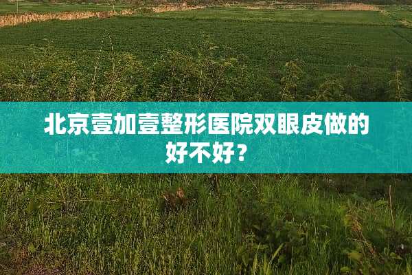 北京壹加壹整形医院双眼皮做的好不好？