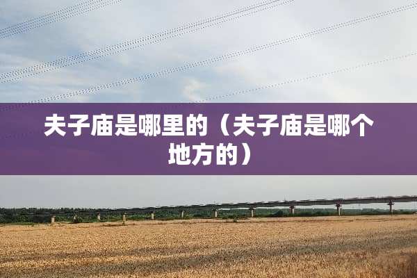 夫子庙是哪里的（夫子庙是哪个地方的）