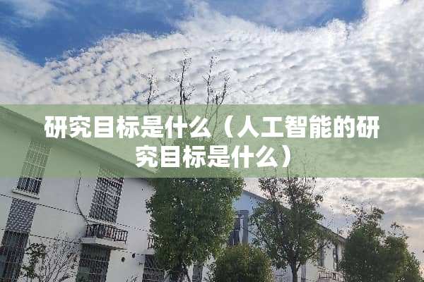 研究目标是什么（人工智能的研究目标是什么）