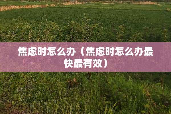 焦虑时怎么办（焦虑时怎么办最快最有效）