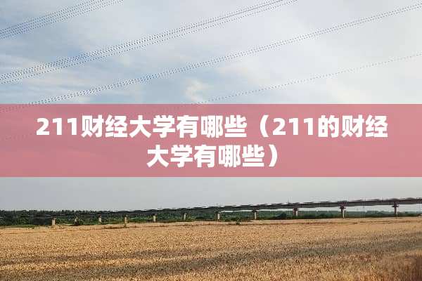 211财经大学有哪些（211的财经大学有哪些）