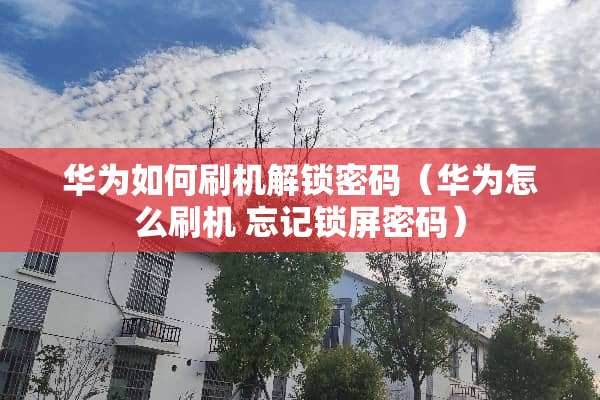 华为如何刷机解锁密码（华为怎么刷机 忘记锁屏密码）
