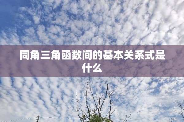 同角三角函数间的基本关系式是什么