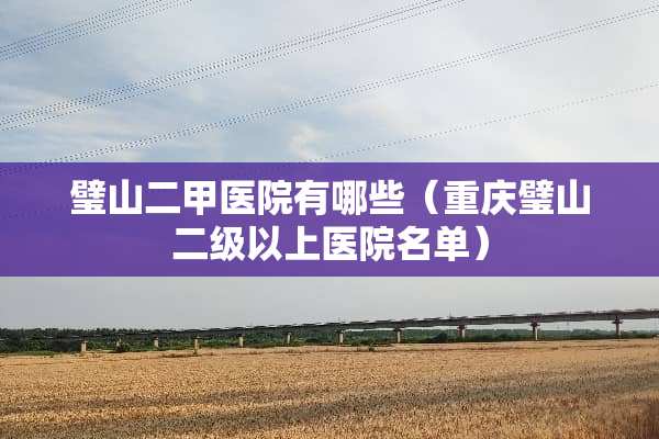 璧山二甲医院有哪些（重庆璧山二级以上医院名单）