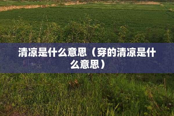 清凉是什么意思（穿的清凉是什么意思）