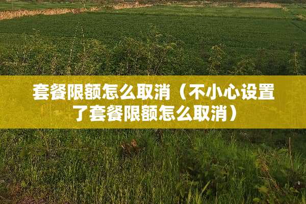 套餐限额怎么取消（不小心设置了套餐限额怎么取消）