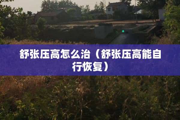 舒张压高怎么治（舒张压高能自行恢复）