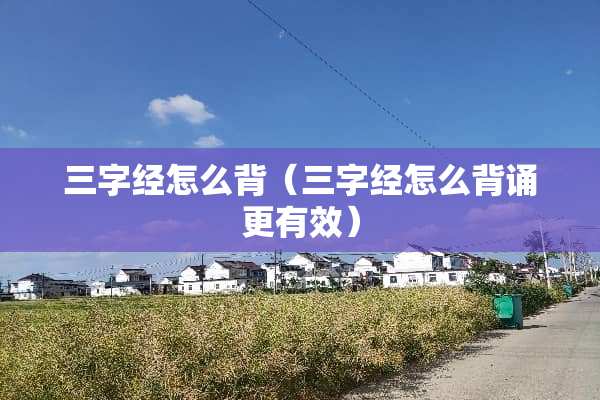 三字经怎么背（三字经怎么背诵更有效）