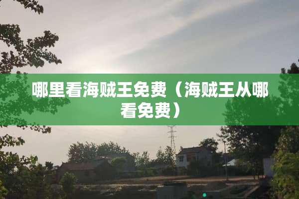 哪里看海贼王免费（海贼王从哪看免费）