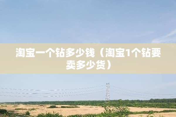 淘宝一个钻多少钱（淘宝1个钻要卖多少货）
