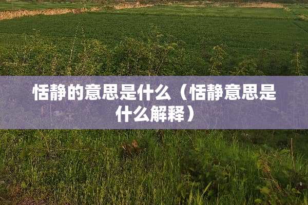 恬静的意思是什么（恬静意思是什么解释）
