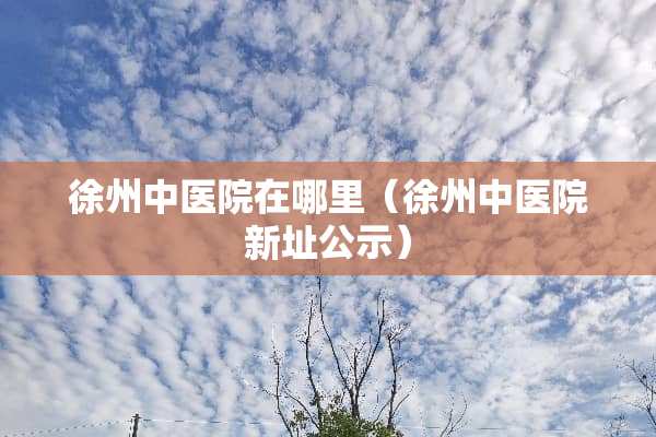 徐州中医院在哪里（徐州中医院新址公示）