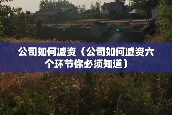 公司如何减资（公司如何减资六个环节你必须知道）