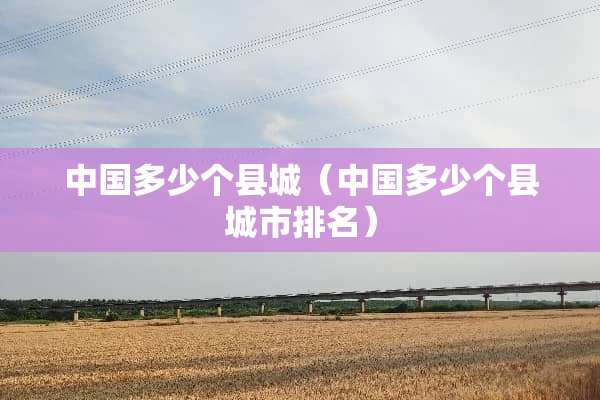 中国多少个县城（中国多少个县城市排名）