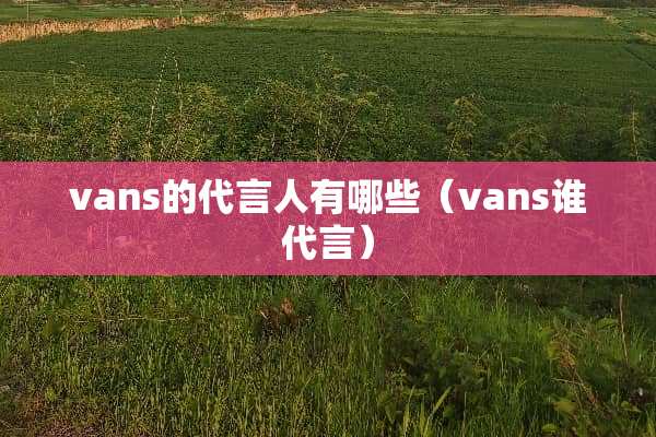vans的代言人有哪些（vans谁代言）